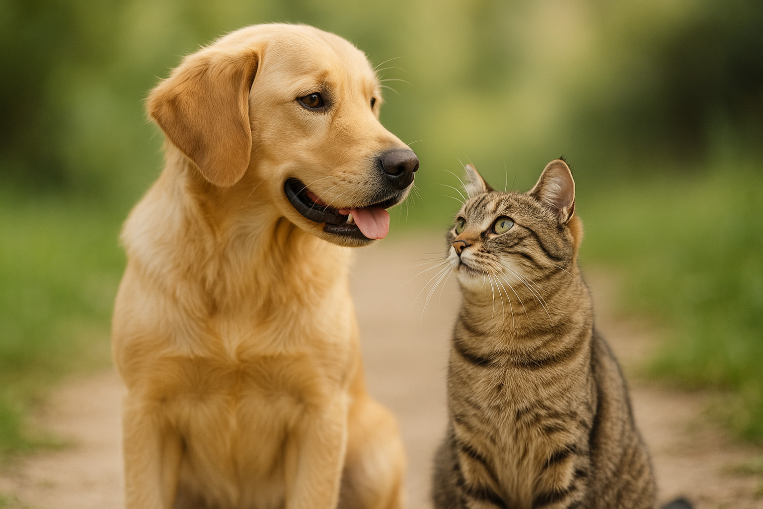 Cachorro e gato felizes